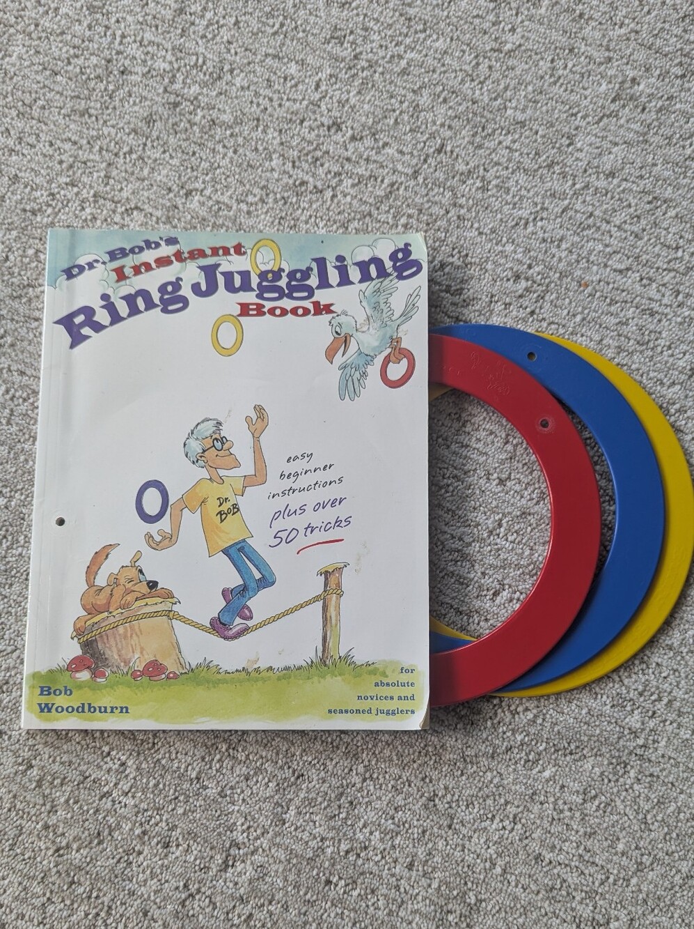 Dr. Bob Instant Ring Juggling Book with Red, Blue & Yellow Rings